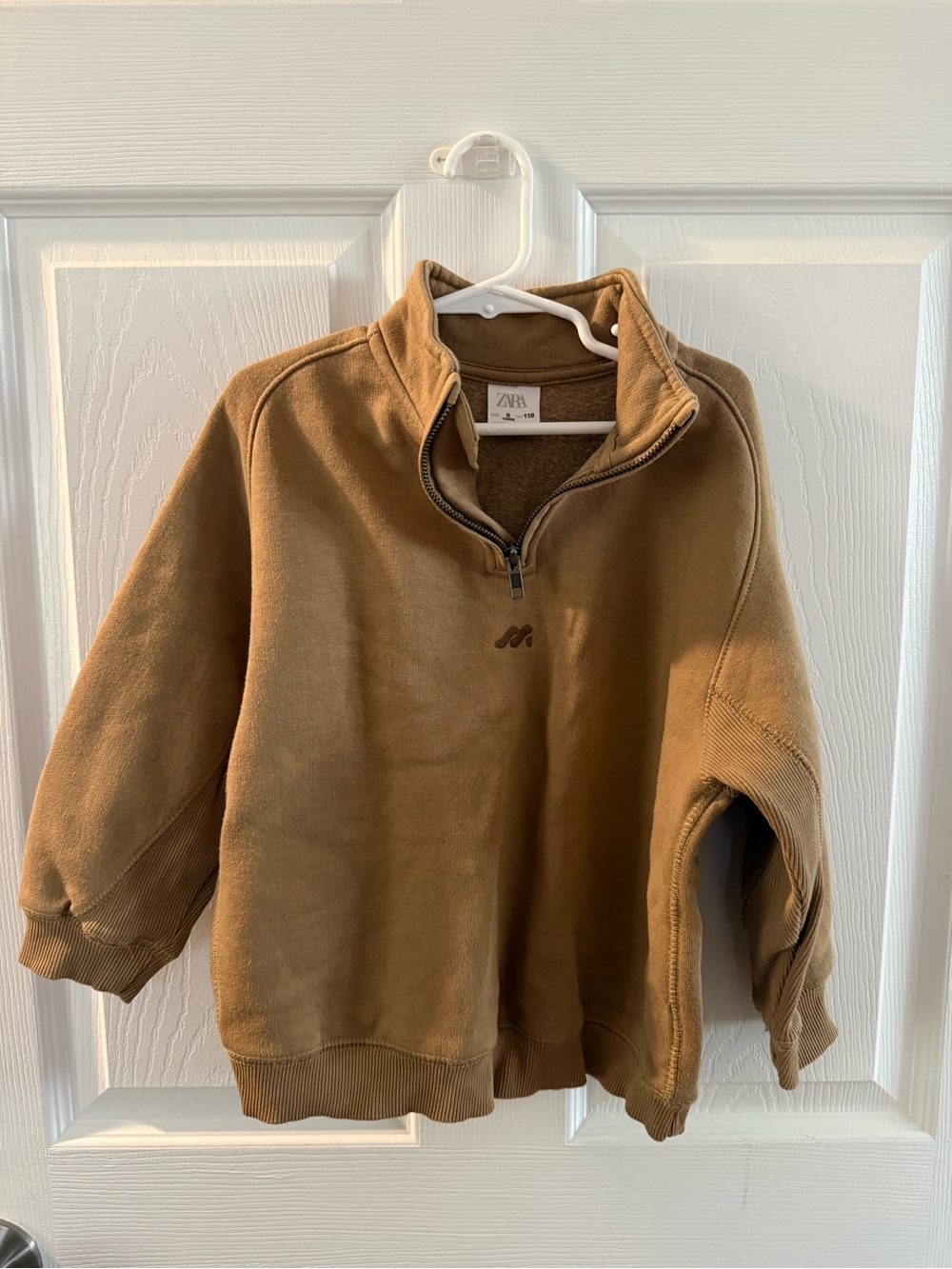 ZARA Tan Quarter-Zip Pullover